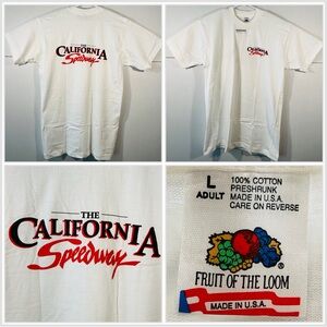 VTG 90s The California Speedway Auto Club NASCAR Open Wheel Racing Racetrack Tee